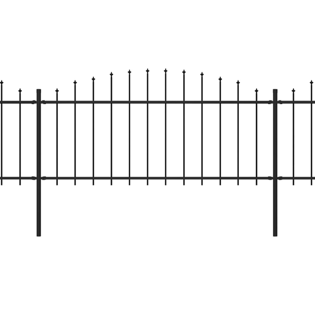 vidaXL Κάγκελα Περίφραξης με Λόγχες Μαύρα (0,5-0,75)x13,6 μ. Ατσάλινα