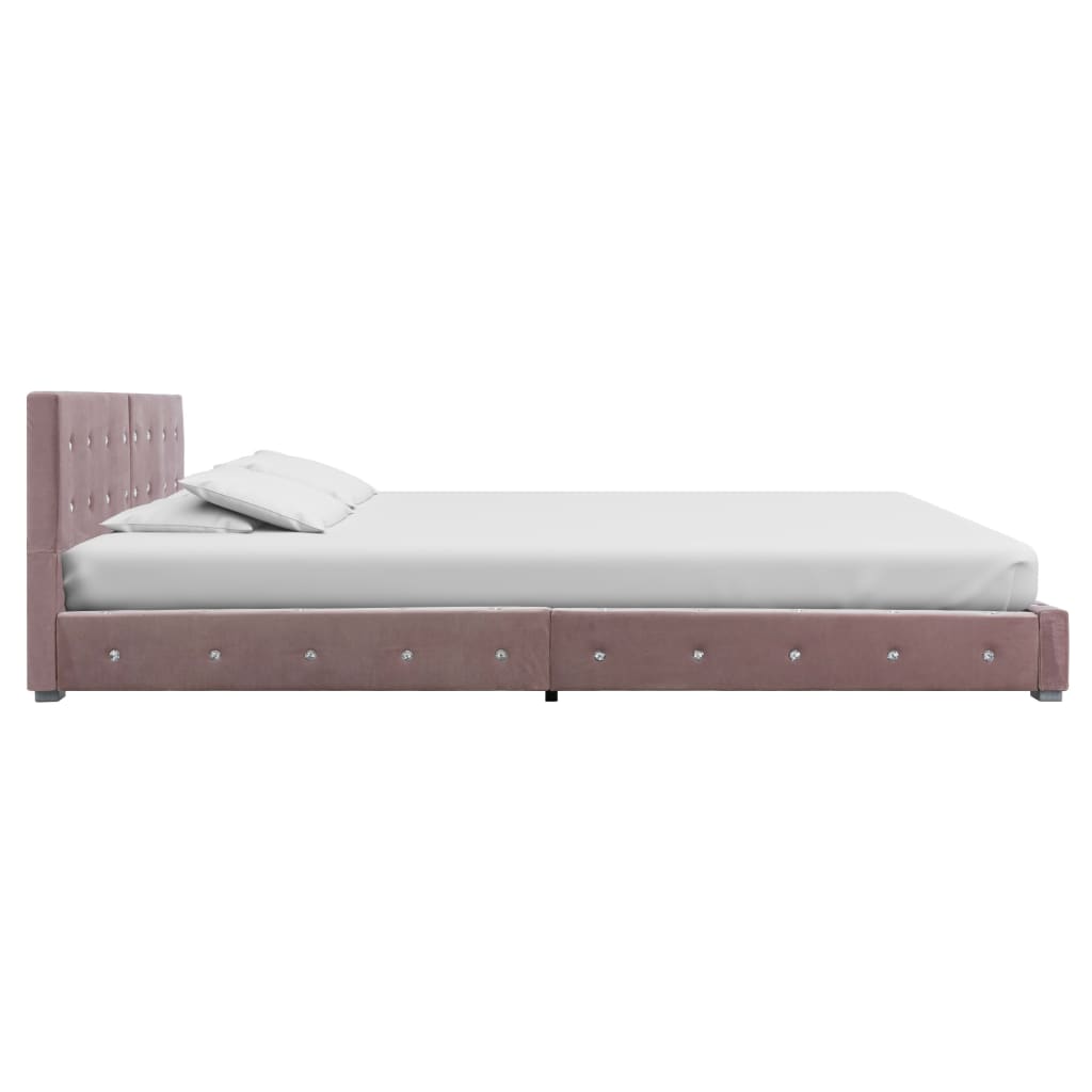 vidaXL Κρεβάτι Ροζ 160 x 200 εκ. Βελούδινο με Στρώμα Αφρού Μνήμης