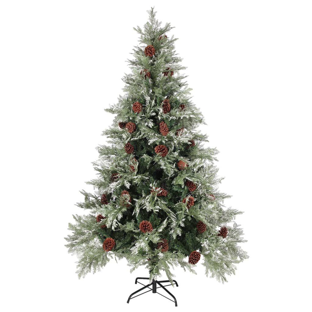 vidaXL Χριστουγ. Δέντρο Πράσινο / Λευκό 120 εκ. με Κουκουνάρια PVC&PE