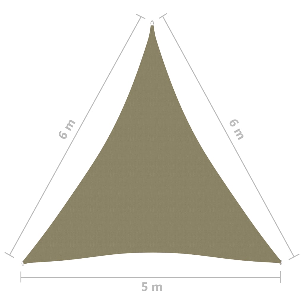 vidaXL Πανί Σκίασης Τρίγωνο Μπεζ 5 x 6 x 6 μ. από Ύφασμα Oxford