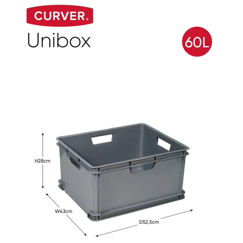 Curver Κάδος Αποθήκευσης Unibox XL Γκρι 60 Λίτρων