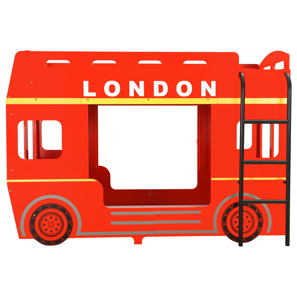 vidaXL Κουκέτα σε Στιλ Λεωφορείο Λονδίνου Κόκκινη 90 x 200 εκ. από MDF