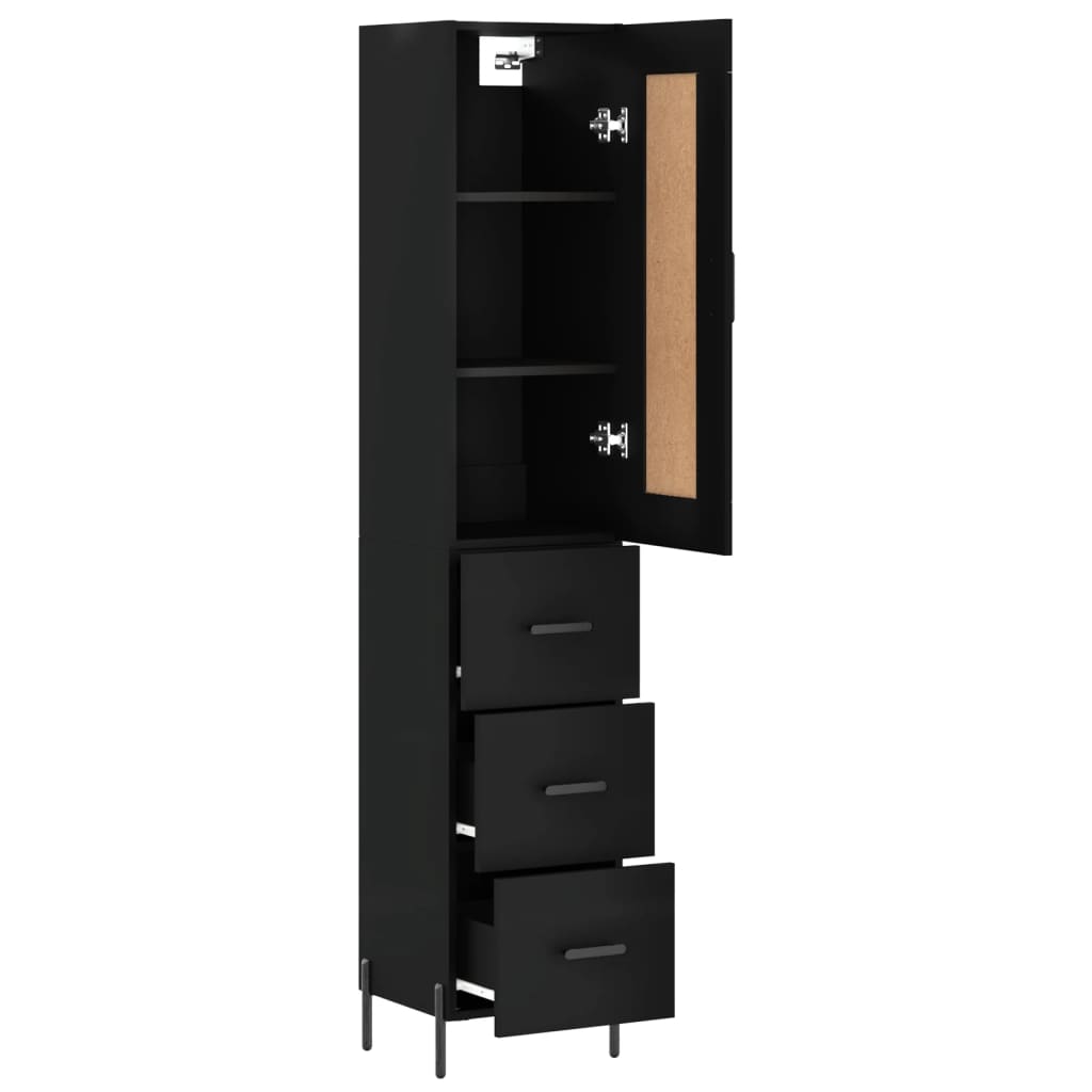 vidaXL Ντουλάπι Μαύρο 34,5 x 34 x 180 εκ. από Επεξεργασμένο Ξύλο