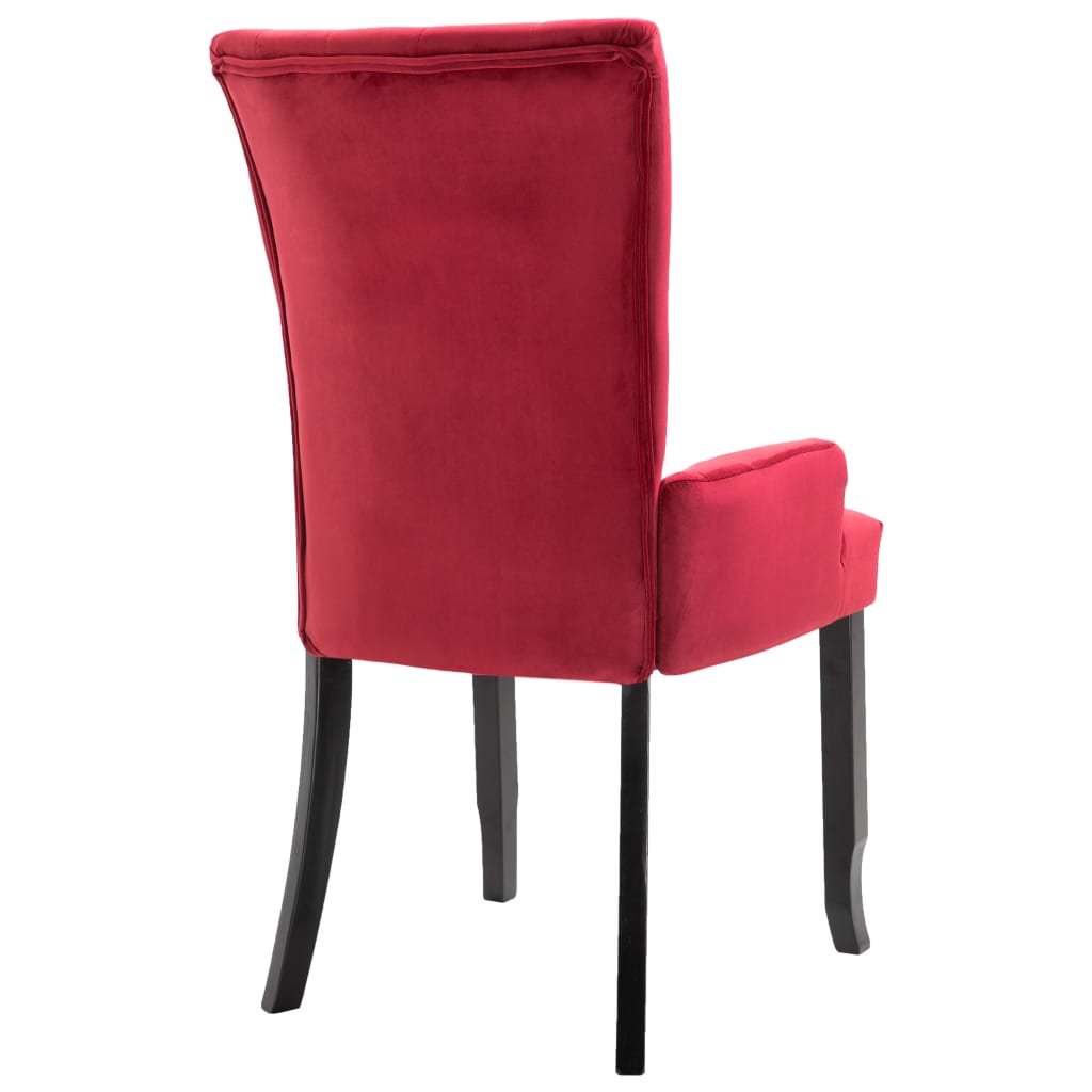 vidaXL Καρέκλες Τραπεζαρίας με Μπράτσα 6 τεμ. Κόκκινες Βελούδινες