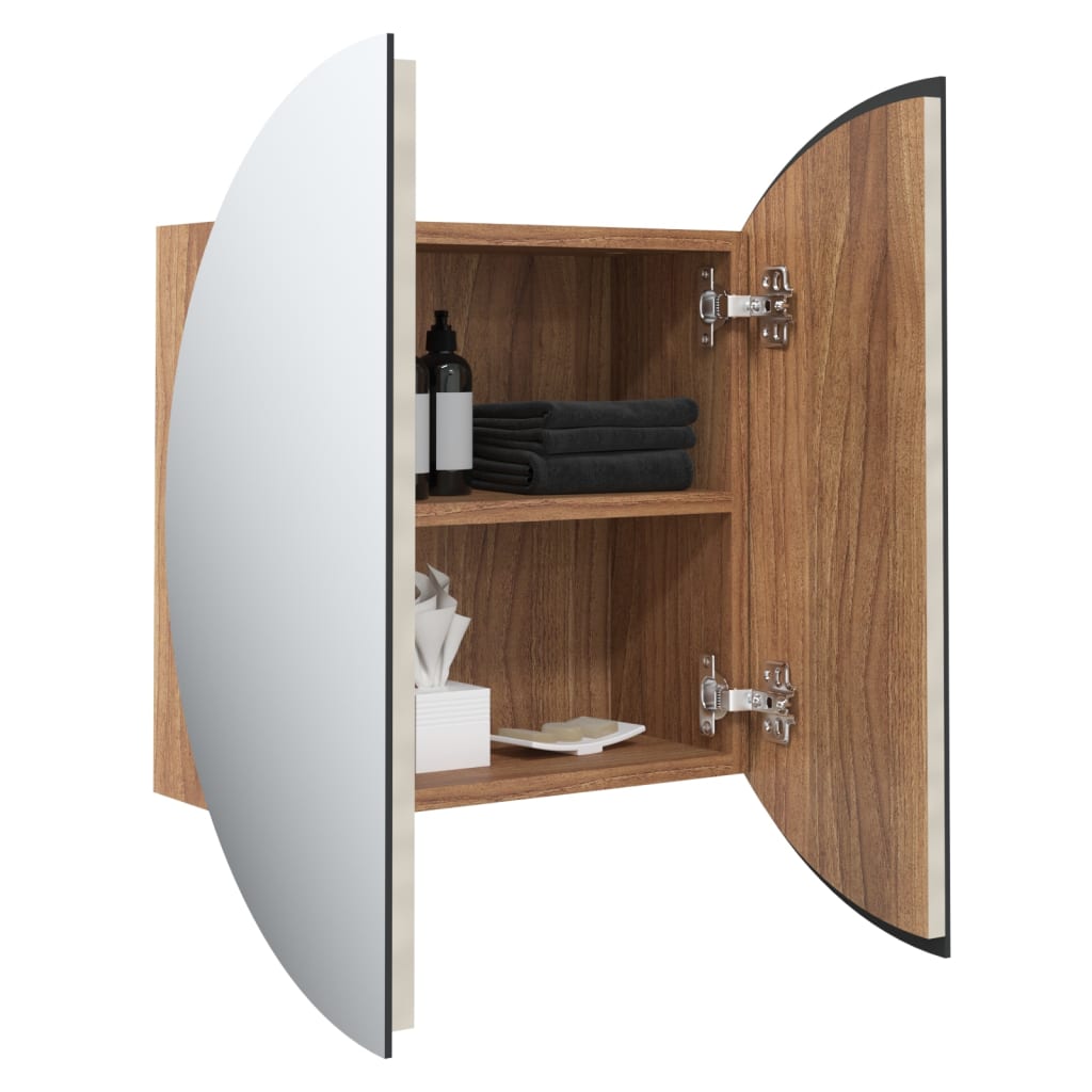 vidaXL Ντουλάπι Μπάνιου με Στρογγυλό Καθρέφτη&LED Δρυς 47x47x17,5 εκ.
