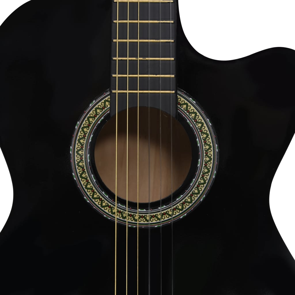 vidaXL Ακουστική Κιθάρα με 6 Χορδές/Ισοσταθμιστής Σετ 12 τεμ. Μαύρη