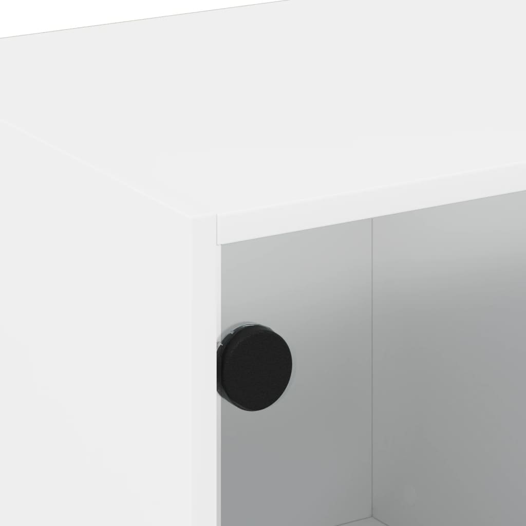 vidaXL Τραπεζάκι Σαλονιού Λευκό 68x50x42 εκ. με Γυάλινες Πόρτες