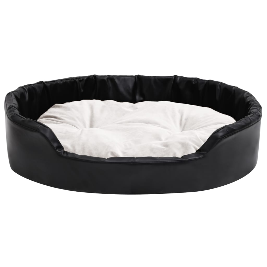 vidaXL Κρεβάτι Σκύλου Μαύρο/Μπεζ 90 x 79 x 20 εκ. Βελουτέ/Συνθ. Δέρμα