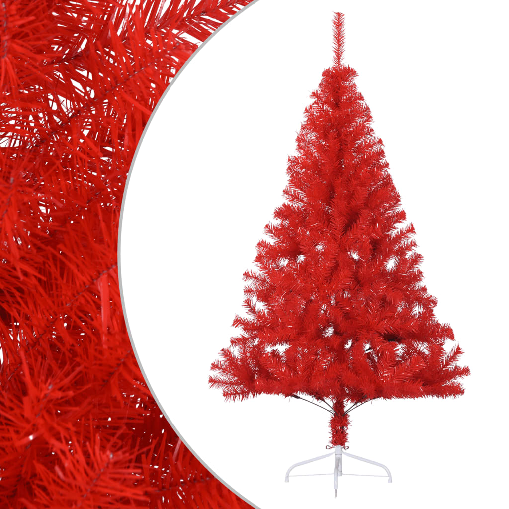vidaXL Χριστουγεννιάτικο Δέντρο Τεχνητό Μισό & Βάση Κόκκινο 150 ε. PVC