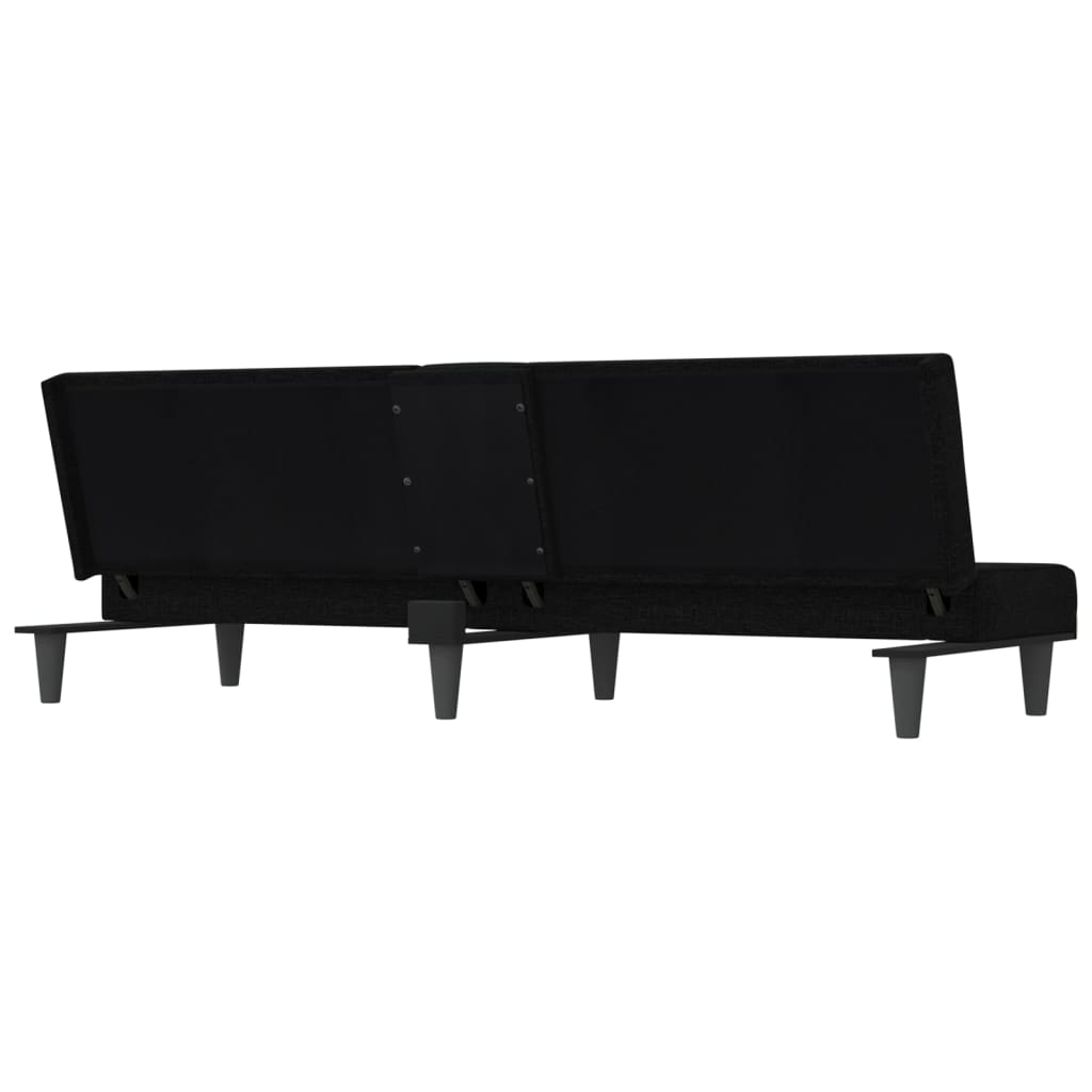 vidaXL Καναπές Κρεβάτι με Ποτηροθήκη Μαύρος Υφασμάτινος