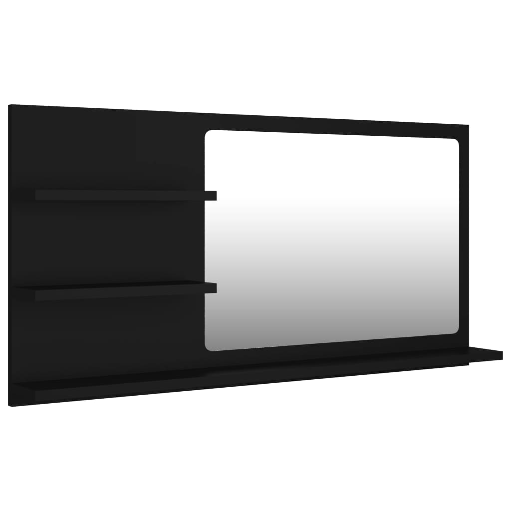 vidaXL Καθρέφτης Μπάνιου Μαύρος 90 x 10,5 x 45 εκ. Μοριοσανίδα