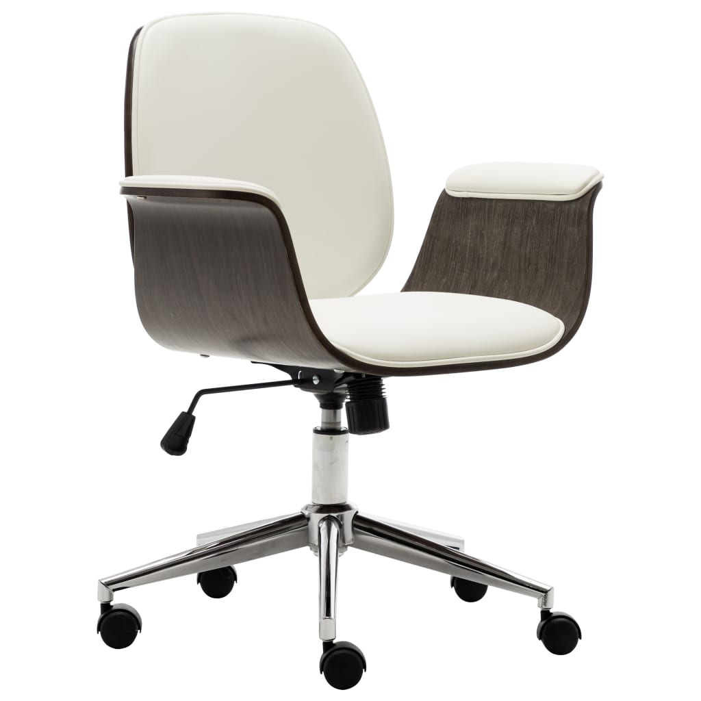 vidaXL Καρέκλα Γραφείου Λευκή από Λυγισμένο Ξύλο και Συνθετικό Δέρμα