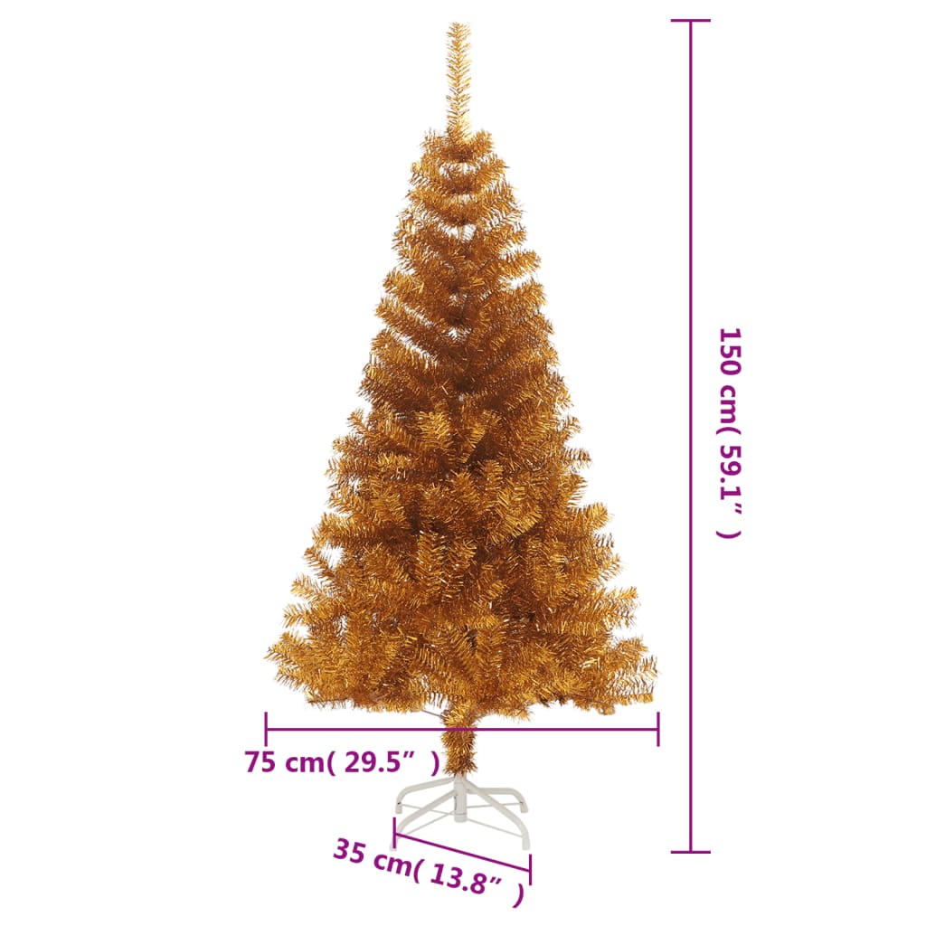 vidaXL Χριστουγεννιάτικο Δέντρο Τεχνητό με Βάση Χρυσό 150 εκ. PET