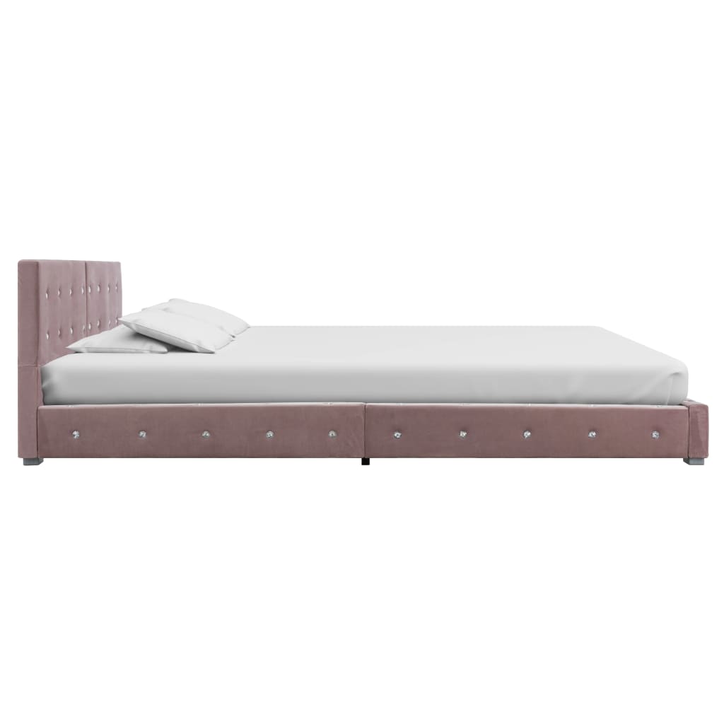vidaXL Κρεβάτι Ροζ 160 x 200 εκ. Βελούδινο με Στρώμα