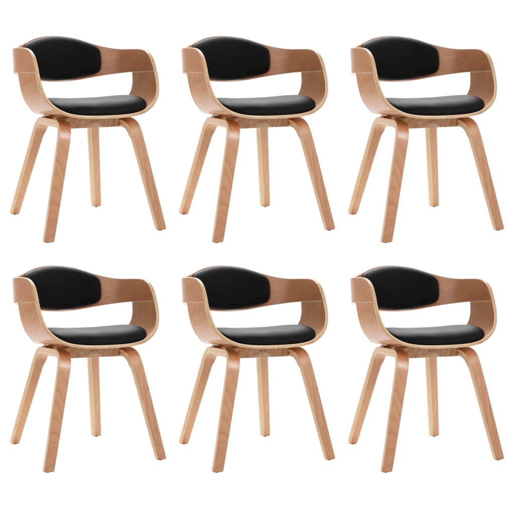 vidaXL Καρέκλες Τραπεζαρίας 6 τεμ. από Λυγισμένο Ξύλο/Συνθετικό Δέρμα