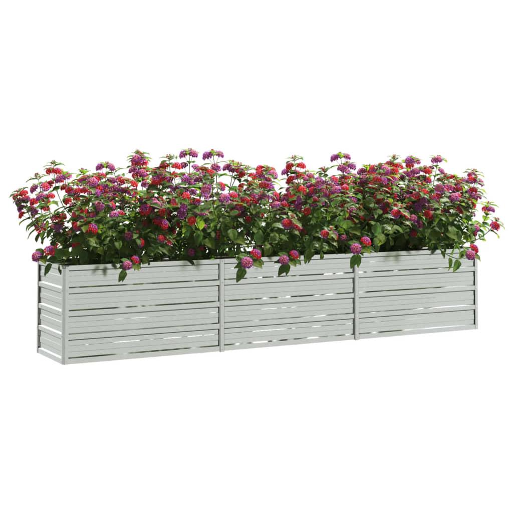 vidaXL Ζαρντινιέρα Υπερυψωμένη Ασημί 240x40x45 εκ. Γαλβανισμ. Χάλυβας