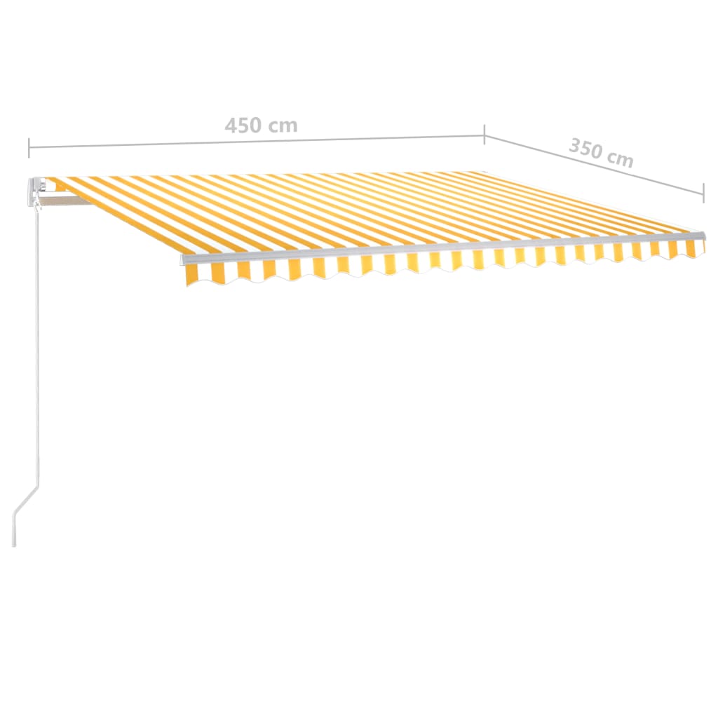 vidaXL Τέντα Συρόμενη Αυτόματη με Στύλους Κίτρινο / Λευκό 4,5 x 3,5 μ.