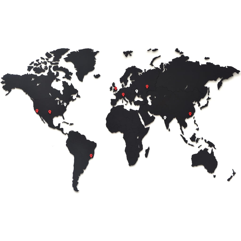 MiMi Innovations Παγκόσμιος Χάρτης Luxury Μαύρος 90 x 54 εκ. Ξύλινος