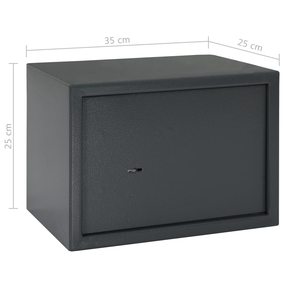 vidaXL Χρηματοκιβώτιο με Κλειδί Σκούρο Γκρι 35 x 25 x 25 εκ. Ατσάλινο