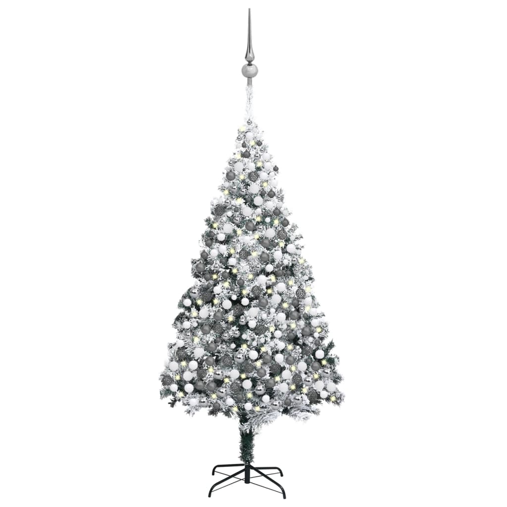 vidaXL Χριστουγεννιάτικο Δέντρο Τεχν. LED/Μπάλες/Χιόνι Πράσινο 400 εκ.