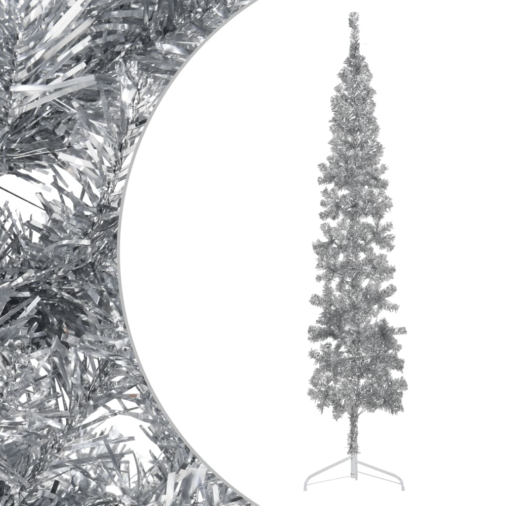 vidaXL Χριστουγεννιάτικο Δέντρο Τεχνητό Μισό Με Βάση Ασημί 240 εκ.