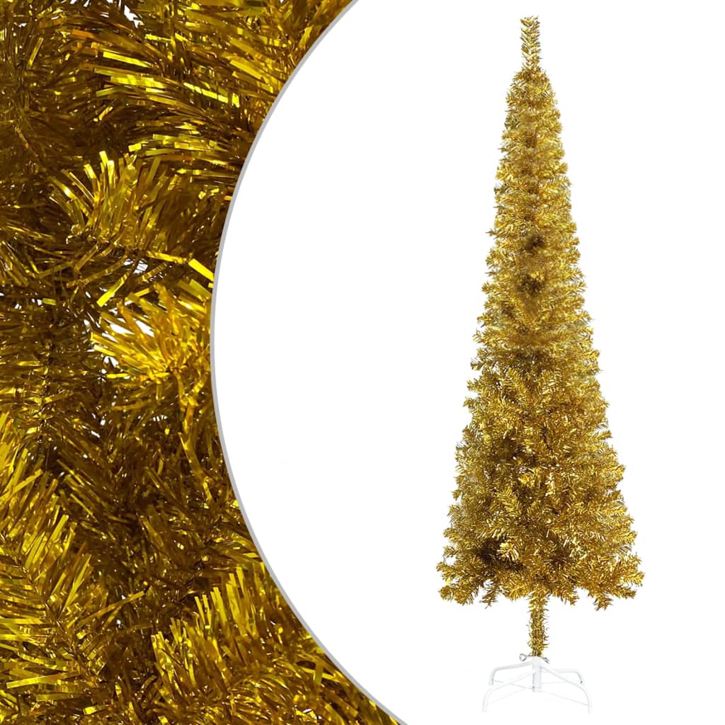 vidaXL Χριστουγεννιάτικο Δέντρο Slim Χρυσό 210 εκ.