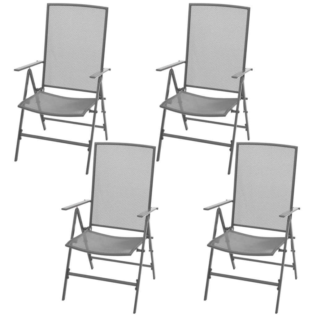 vidaXL Σετ Τραπεζαρίας Εξ.Χώρου με Πτυσ. Καρέκλες 5 τεμ Ανθρακί Ατσάλι