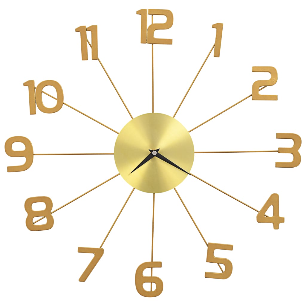 vidaXL Ρολόι Τοίχου Χρυσό 50 εκ. Μεταλλικό