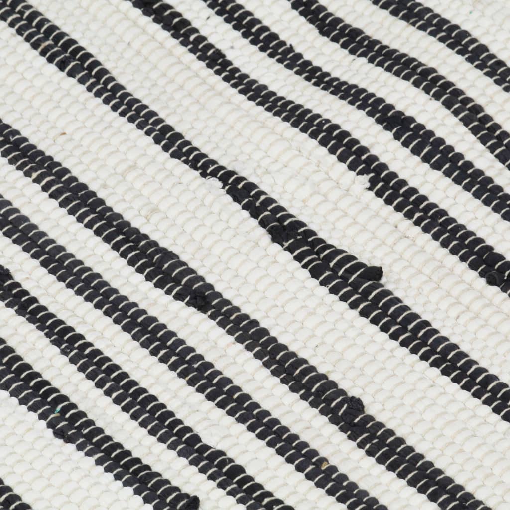 vidaXL Χαλί Chindi Χειροποίητο Ανθρακί / Λευκό 120 x 170 εκ. Βαμβακερό