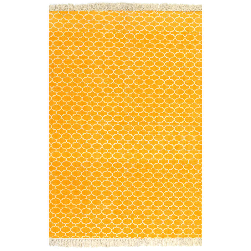 vidaXL Κιλίμι με Σχέδια Κίτρινο 120 x 180 εκ. Βαμβακερό