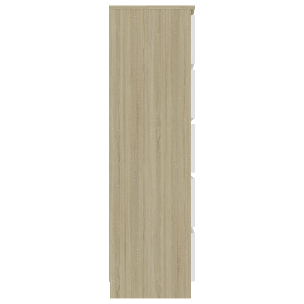 vidaXL Συρταριέρα Λευκή/Sonoma Δρυς 60 x 35 x 121 εκ. από Μοριοσανίδα