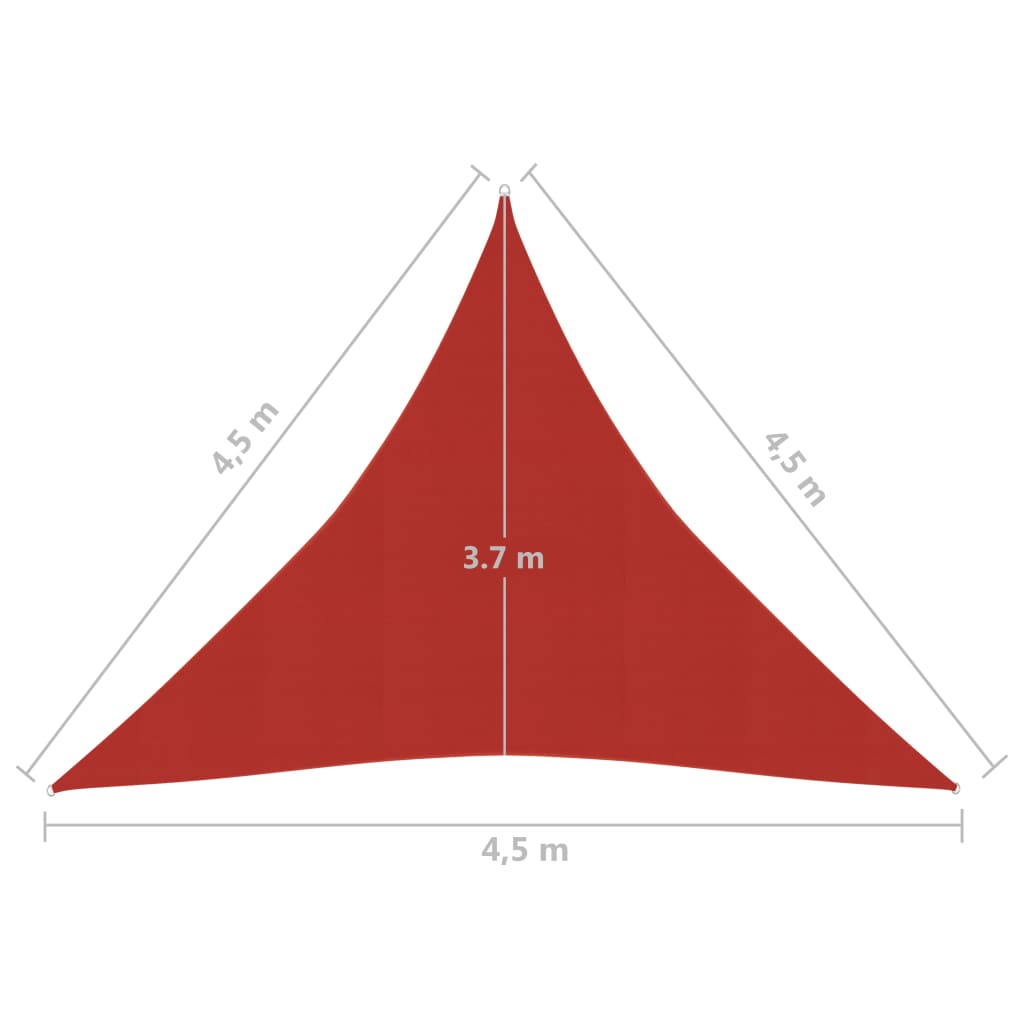 vidaXL Πανί Σκίασης Κόκκινο 4,5 x 4,5 x 4,5 μ. από HDPE 160 γρ./μ²
