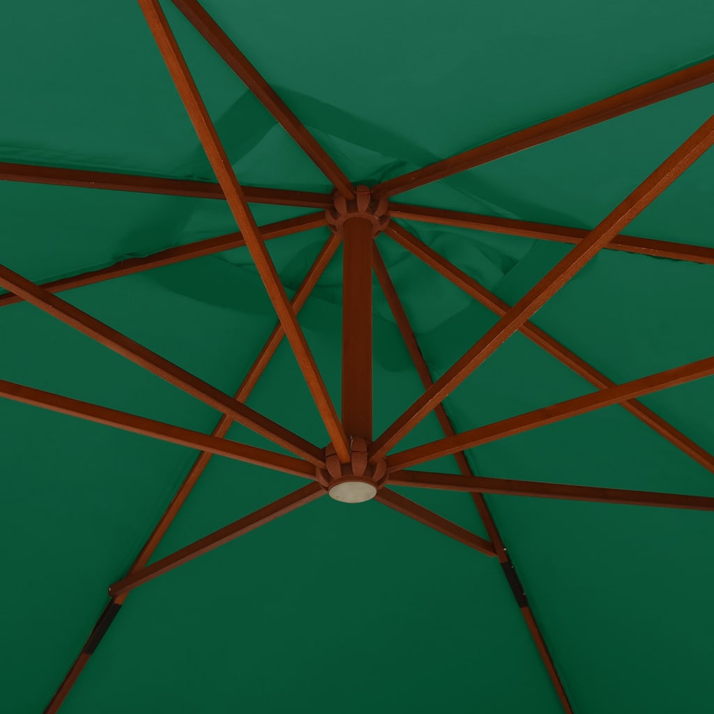 vidaXL Ομπρέλα Κρεμαστή Πράσινη 400 x 300 εκ. με Ξύλινο Ιστό