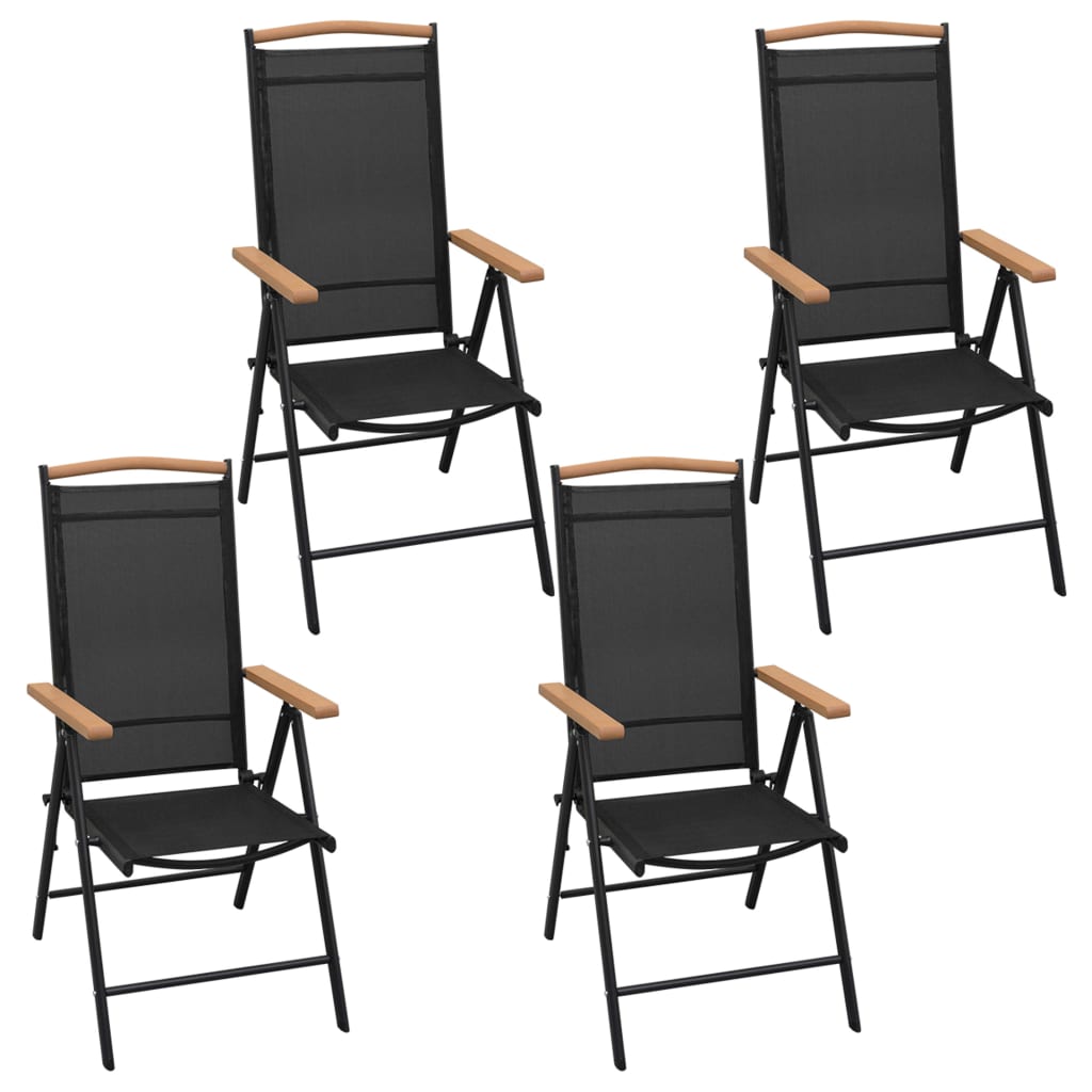 vidaXL Σετ Τραπεζαρίας Εξ.Χώρου με Πτυσ.Καρέκλες 5 τεμ Μαύρο Αλουμίνιο