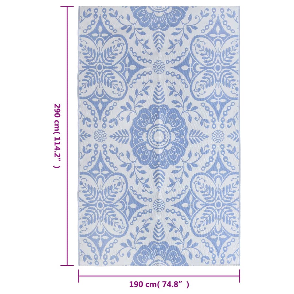 vidaXL Χαλί Εξωτερικού Χώρου Γαλάζιο 190 x 290 εκ. από Πολυπροπυλένιο
