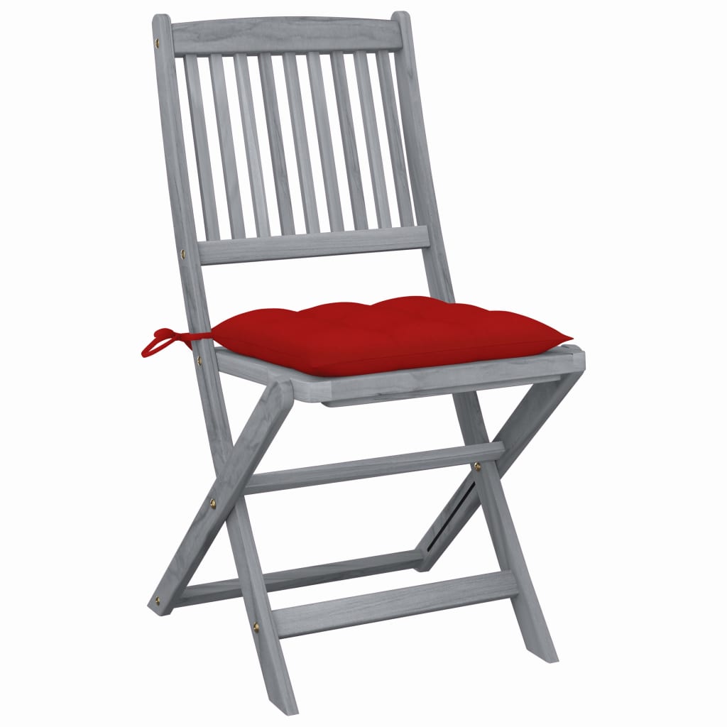 vidaXL Καρέκλες Εξ. Χώρου Πτυσσόμενες 2 τεμ. Ξύλο Ακακίας με Μαξιλάρια