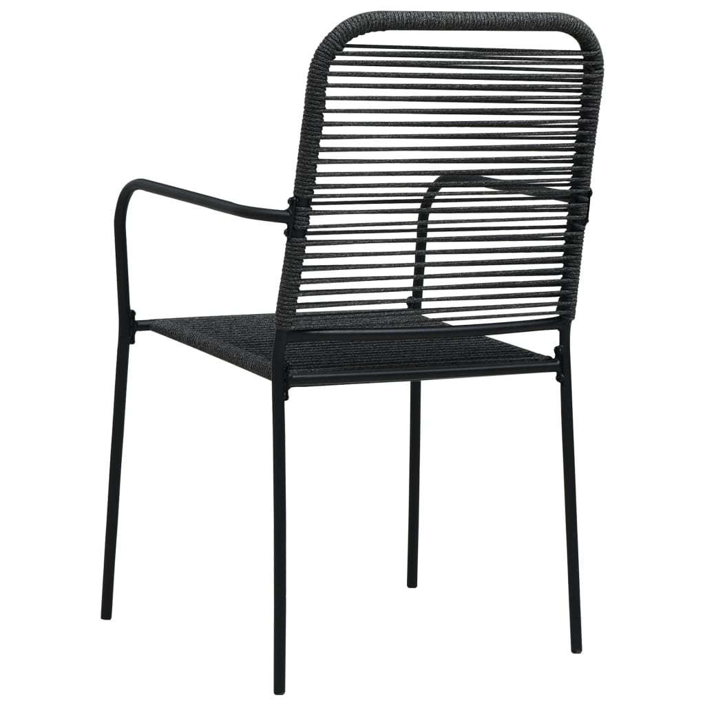 vidaXL Καρέκλες Κήπου 2 τεμ. Μαύρες από Βαμβακερό Σχοινί / Ατσάλι