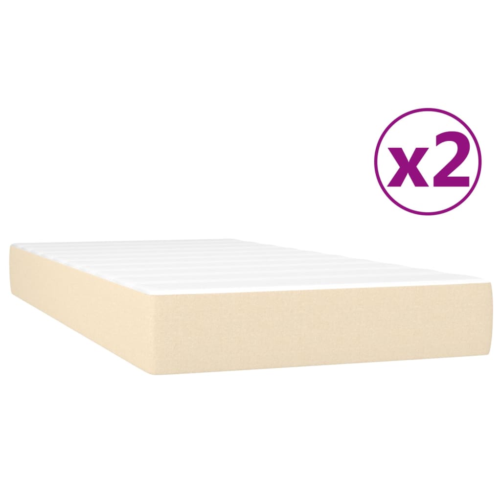 vidaXL Κρεβάτι Boxspring με Στρώμα Κρεμ 200x200 εκ. Υφασμάτινο
