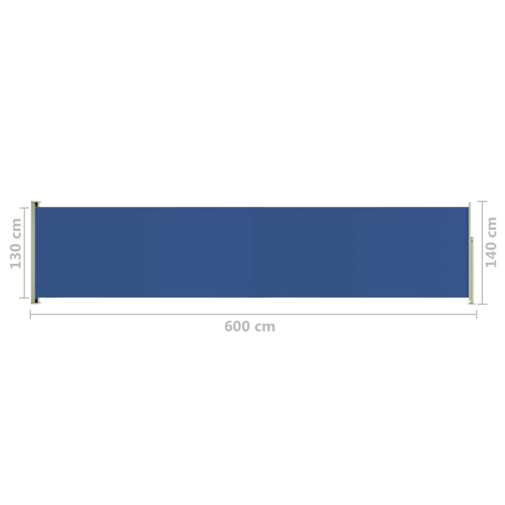 vidaXL Σκίαστρο Πλαϊνό Συρόμενο Βεράντας Μπλε 140 x 600 εκ.