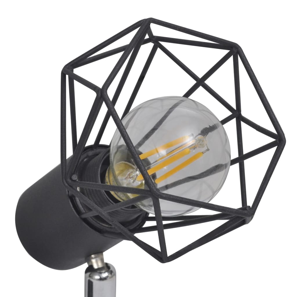 Φωτιστικό Σποτ Ράγα Βιομηχανικό Στυλ Μαύρο με 2 Λαμπτήρες LED Filament