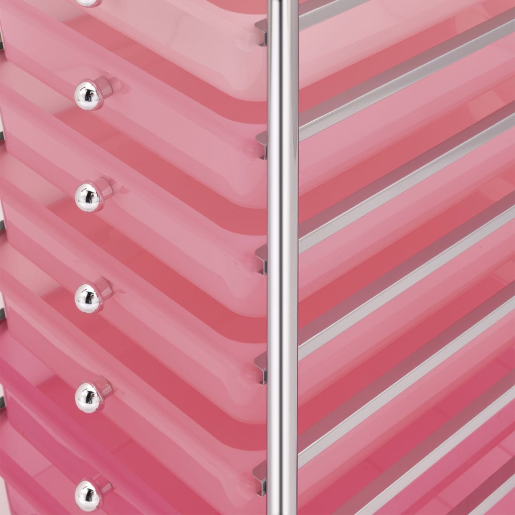 vidaXL Τρόλεϊ με 10 Συρτάρια Φορητό Ροζ Ομπρέ Πλαστικό