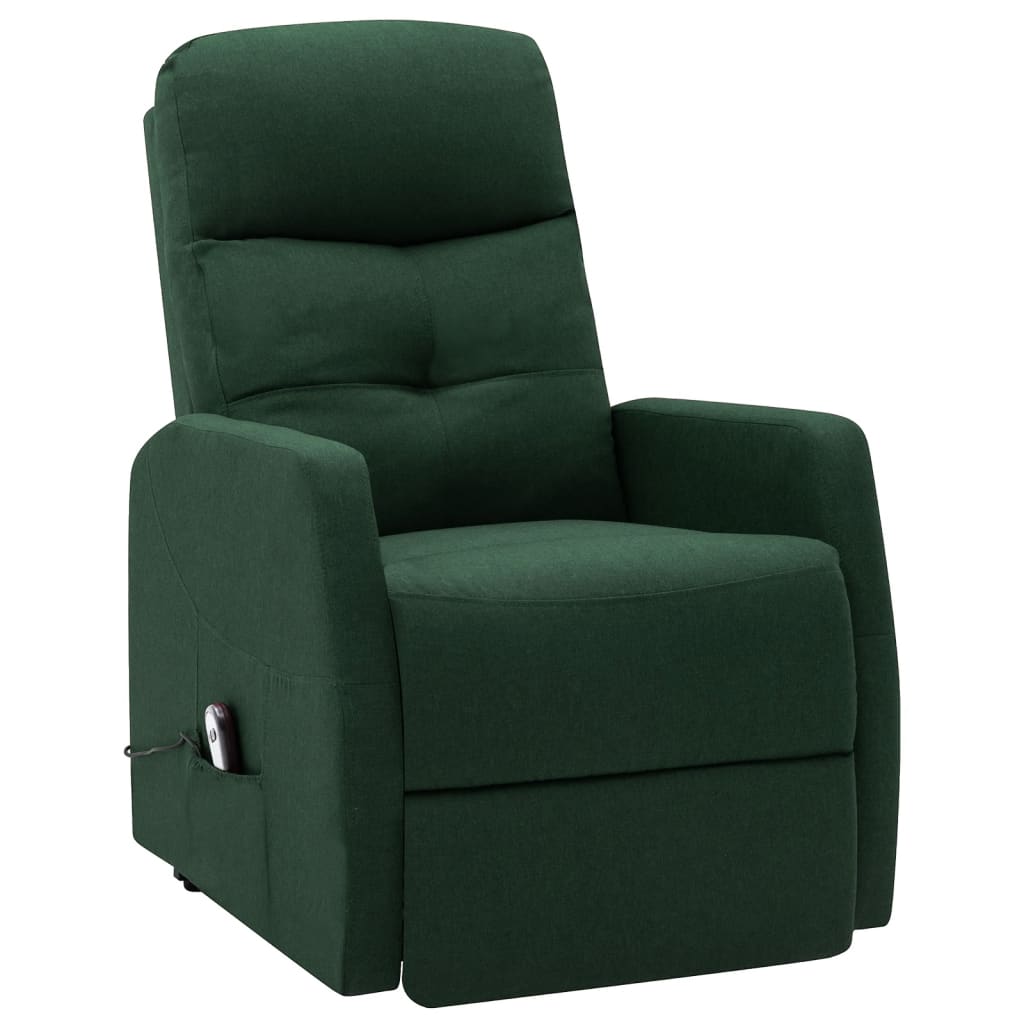 vidaXL Πολυθρόνα με Ανύψωση Σκούρο Πράσινη Υφασμάτινη