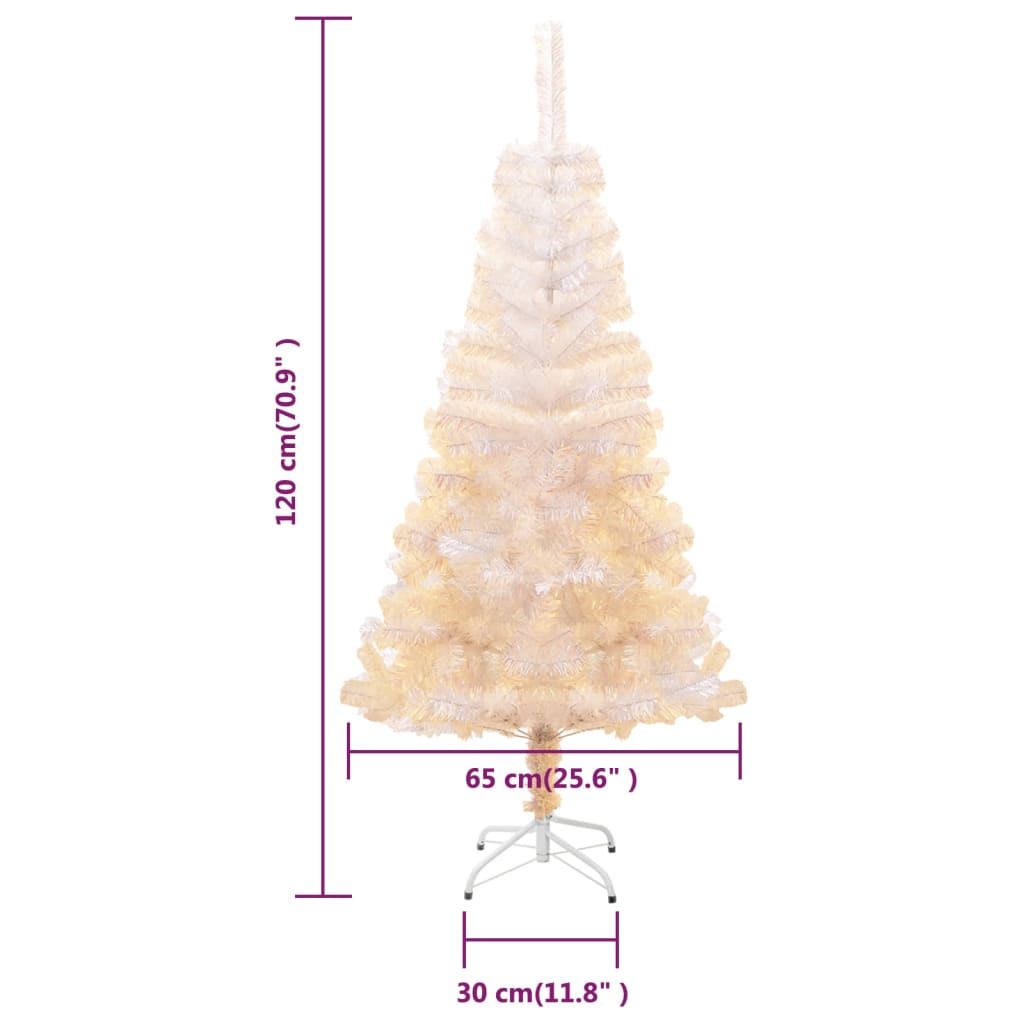 vidaXL Χριστουγεννιάτικο Δέντρο Τεχνητό Ιριδ. Άκρες Λευκό 120 εκ. PVC