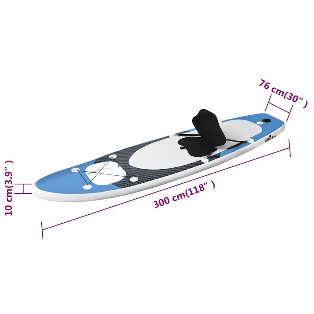 vidaXL Σανίδα SUP Φουσκωτή Σετ Θαλασσί 300 x 76 x 10 εκ.