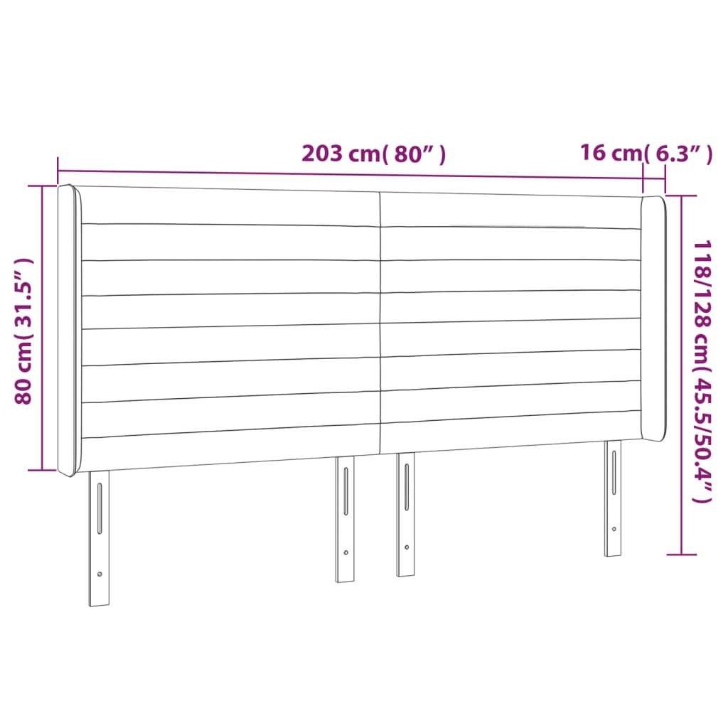 vidaXL Κεφαλάρι με Πτερύγια Κρεμ 203x16x118/128 εκ. Υφασμάτινο