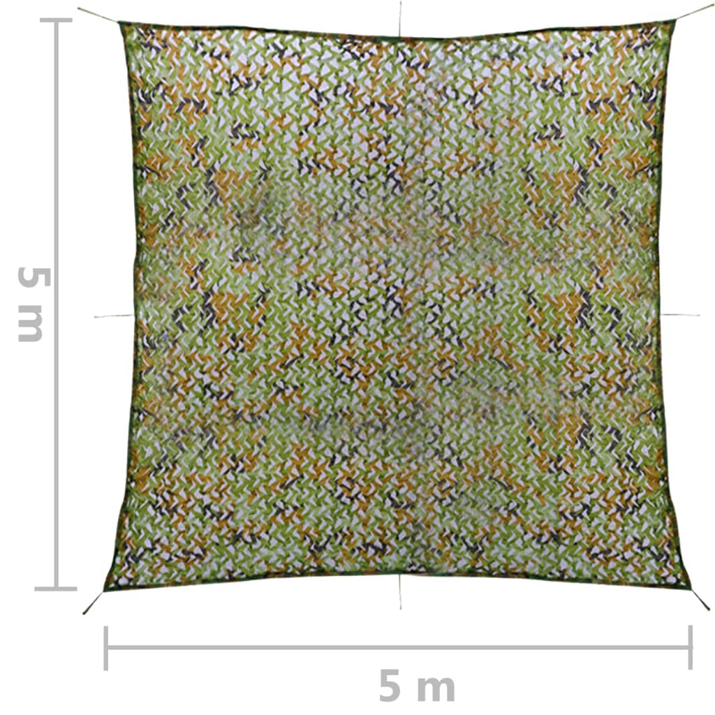 vidaXL Δίχτυ Σκίασης Παραλλαγής Πράσινο 5 x 5 μ. με Σάκο Αποθήκευσης