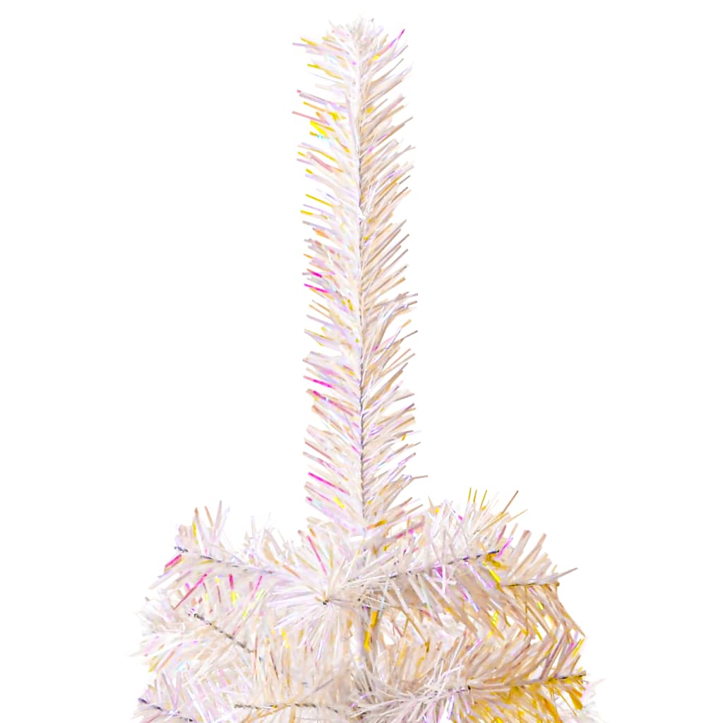 vidaXL Χριστουγεννιάτικο Δέντρο Τεχνητό Ιριδ. Άκρες Λευκό 210 εκ. PVC