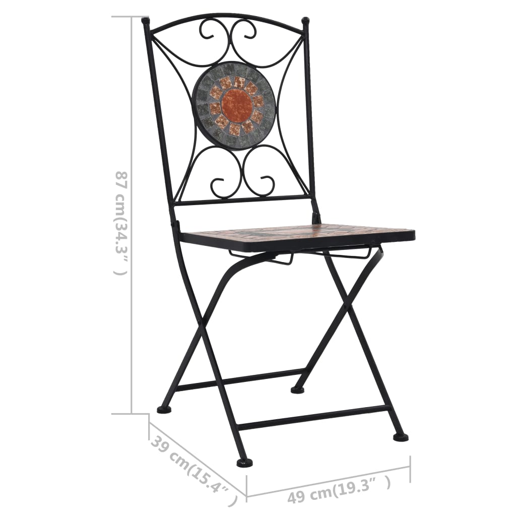 vidaXL Καρέκλες Bistro «Μωσαϊκό» 2 τεμ. Πορτοκαλί / Γκρι