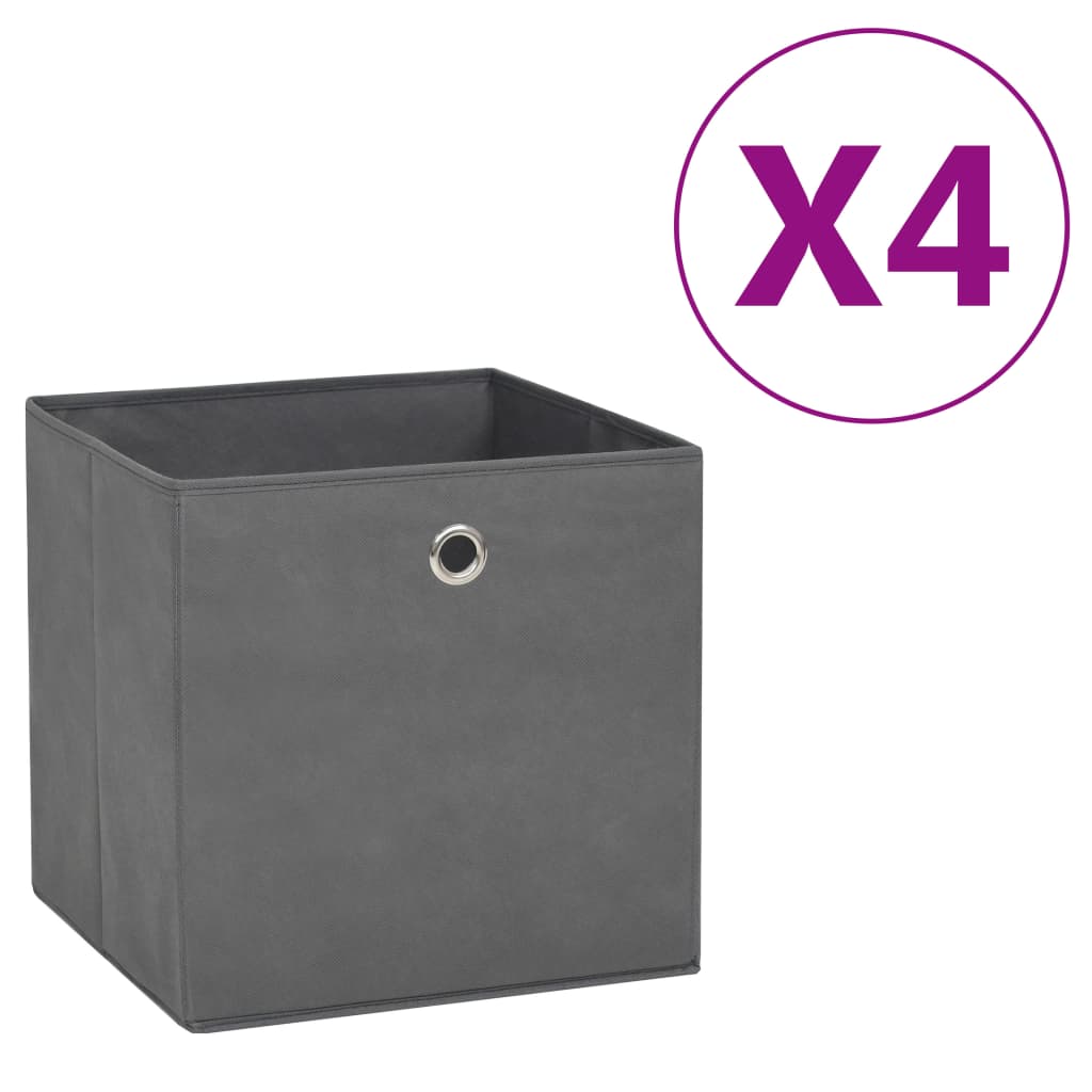 vidaXL Κουτιά Αποθήκευσης 4 τεμ. Γκρι 28x28x28 εκ. Ύφασμα Non-woven