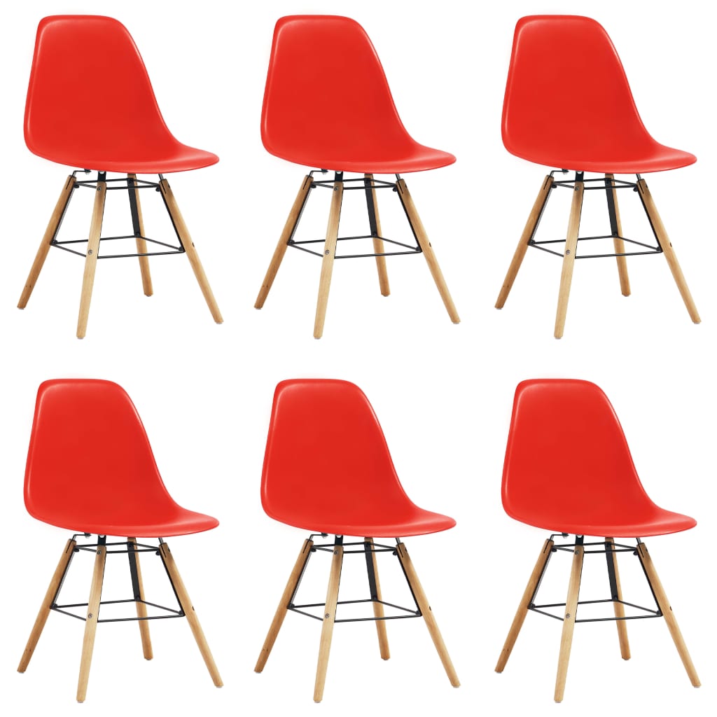 vidaXL Καρέκλες Τραπεζαρίας 6 τεμ. Κόκκινες Πλαστικές